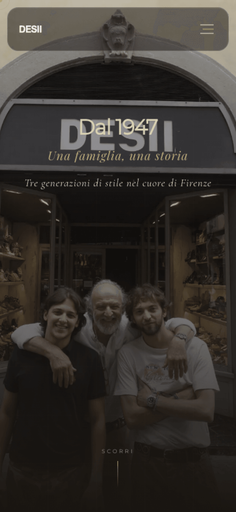 Screenshot mobile del sito Desii