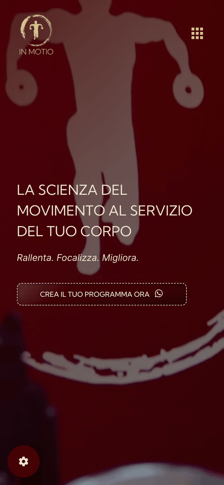 Screenshot mobile del sito In Motio