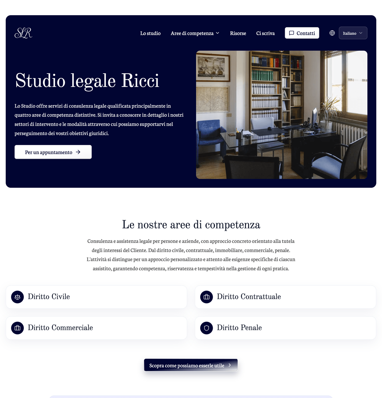 Screenshot desktop del sito Studio Ricci